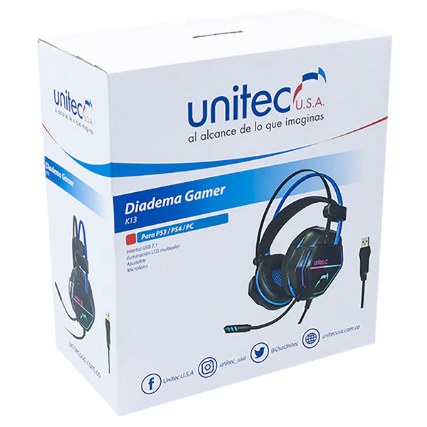 Audifonos RGB Gamer USB Unitec Modelo K13