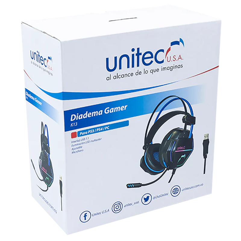 Audifonos RGB Gamer USB Unitec Modelo K13