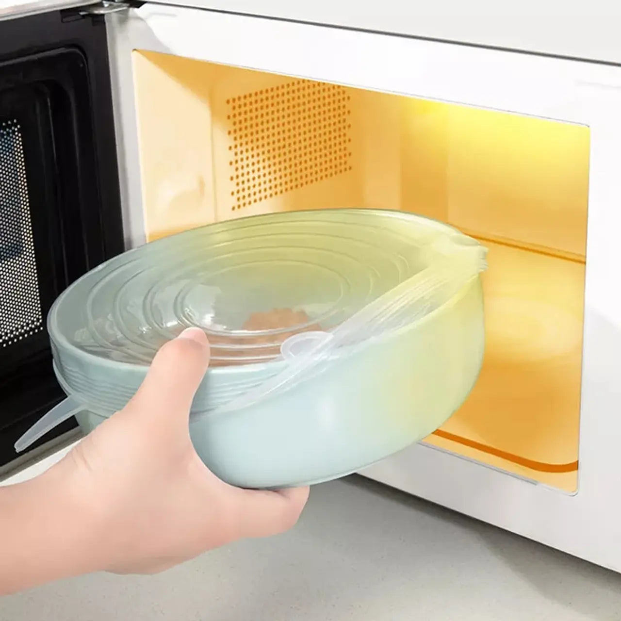 Set 6 Tapas de Silicona Extensibles Antiderrame Reutilizables