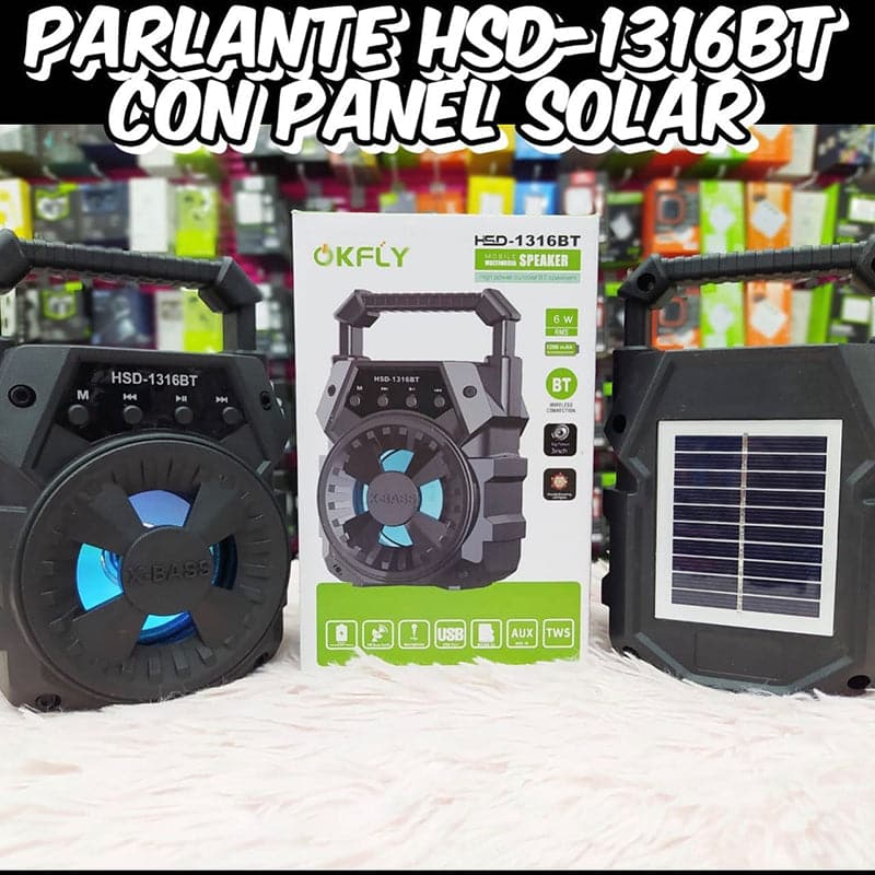 Parlante Portátil Okfly HSD-1316BT Bluetooth Carga Solar