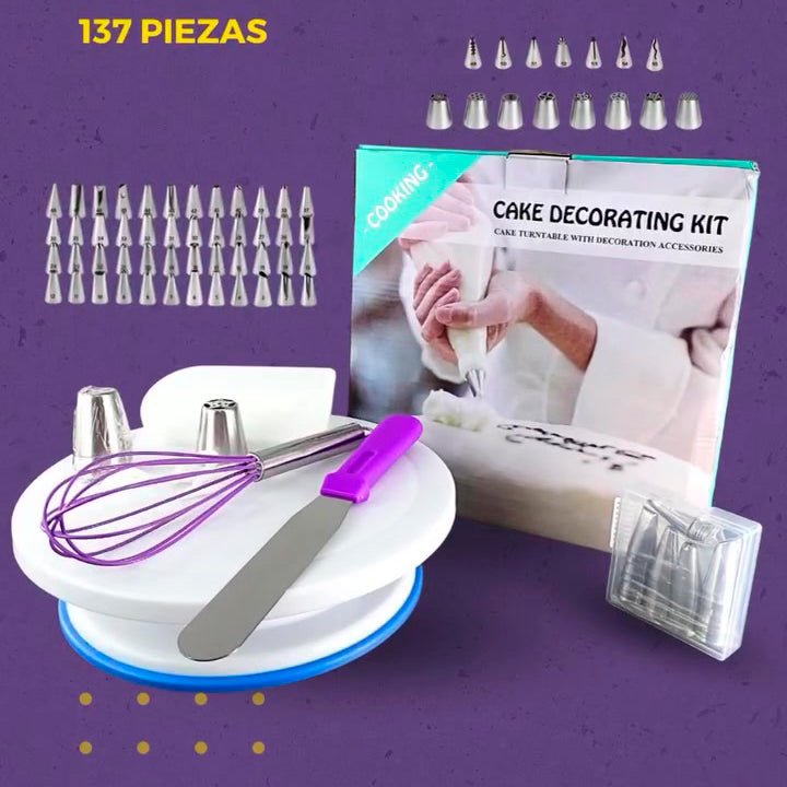 KIT DE PASTELERÍA PROFESIONAL- 137 PIEZAS <br><small>¡Dile adiós a los días de tortas deslucidas y galletas desformes!</small>