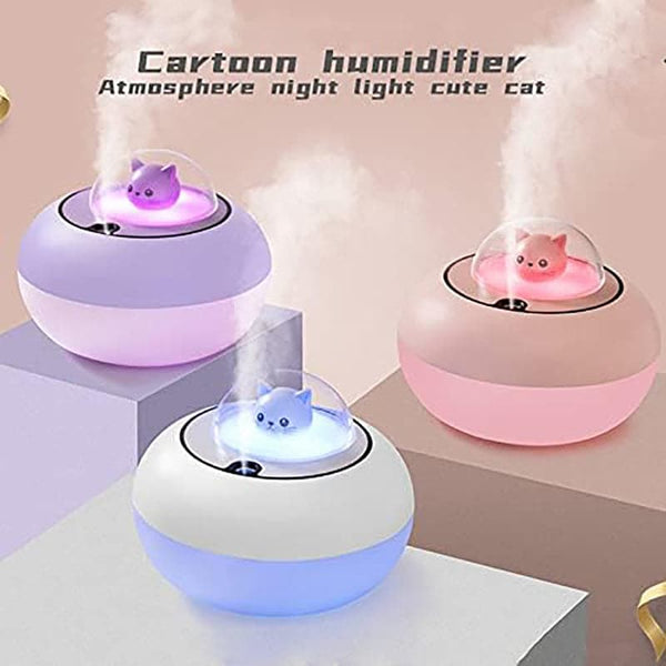 Mini Humidificador con Figura de Gato y Luces de Colores