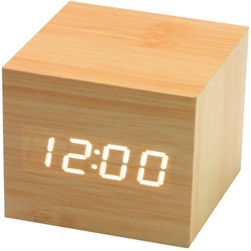 Reloj Despertado de Madera con Forma de Cubo