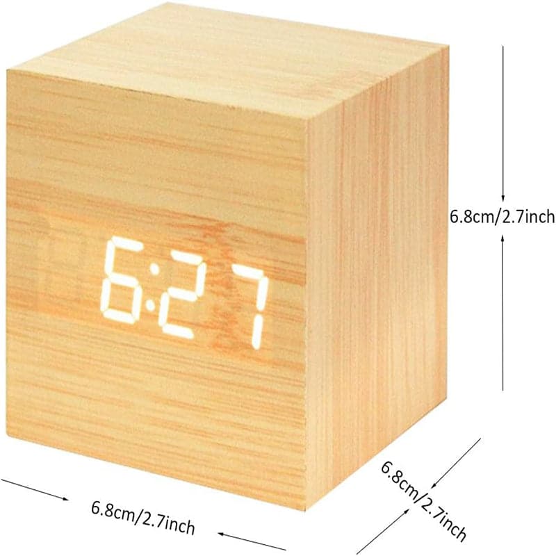 Reloj Despertado de Madera con Forma de Cubo