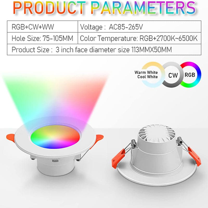 Lampara Empotrable LED RGB de 15 Watts Marca Tuya