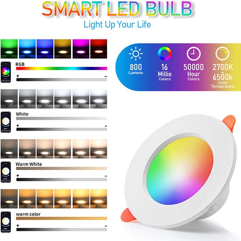 Lampara Empotrable LED RGB de 15 Watts Marca Tuya