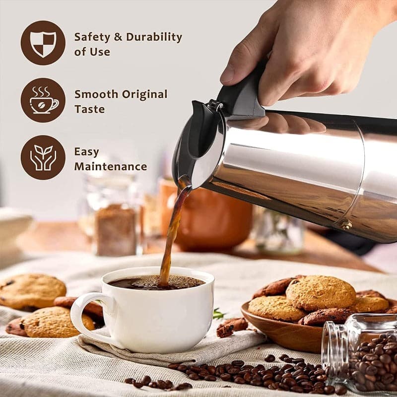 Cafetera Italiana de Acero Inoxidable de 9 tazas