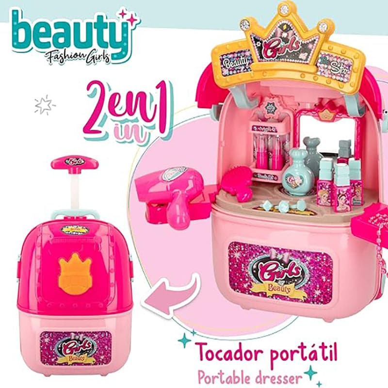 Juguete Beauty Girls Kit de Maquillaje para Niñas 2 en 1 con Luz y Sonido