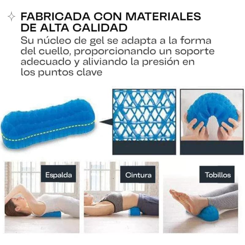 Almohada en gel ergonómica de soporte para cuello y columna cervical