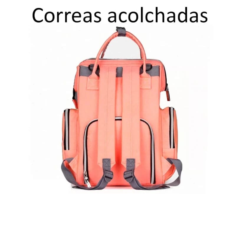 Bolso pañalera tipo morral multiuso con bolsillos térmicos