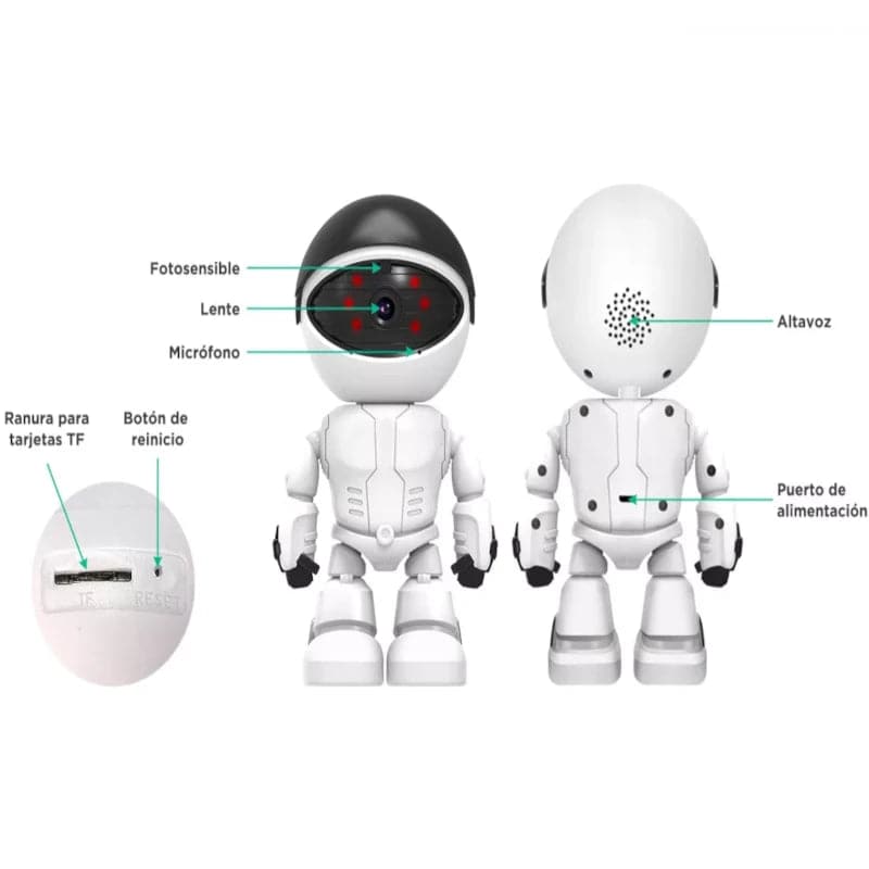 Cámara con forma de robot visión nocturna y wifi