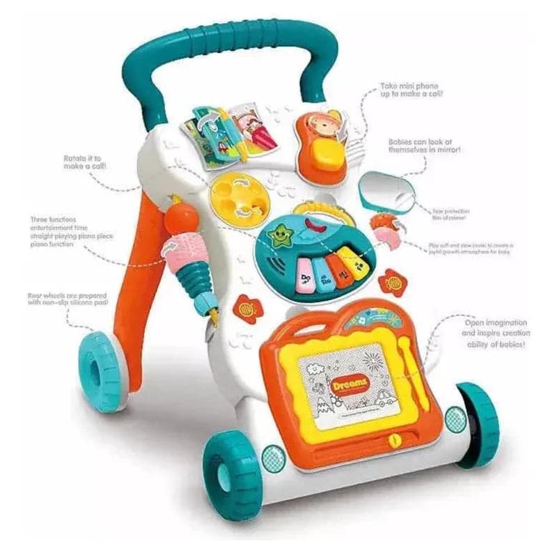 Caminador musical y didáctico para bebe con tablero mágico