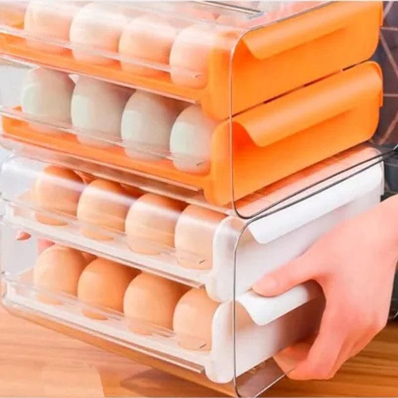 Canasta porta huevos organizador con tapa de 2 niveles