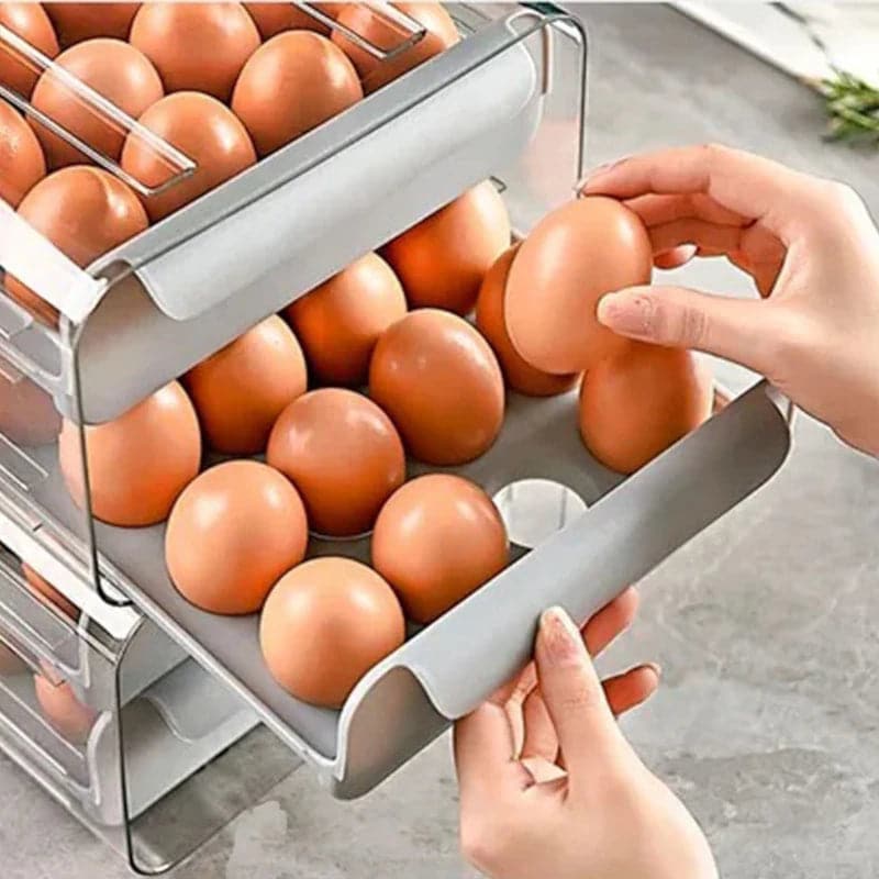 Canasta porta huevos organizador con tapa de 2 niveles