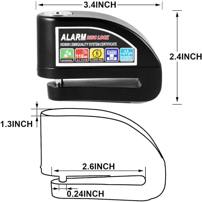 Candado de disco alarma para moto