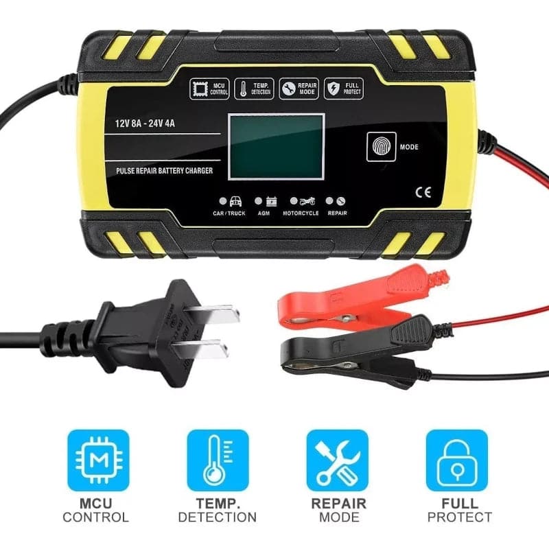 Cargador de batería 12v y 24v con pantalla