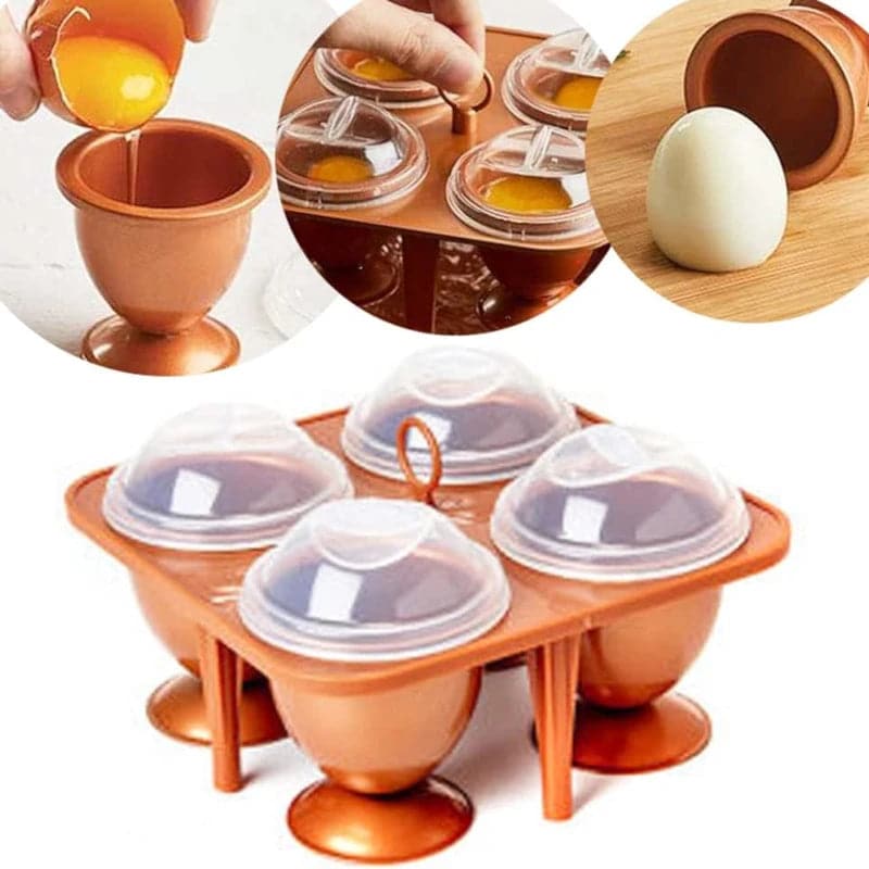 Cocedor de huevos de cobre con 4 tazas desmontables