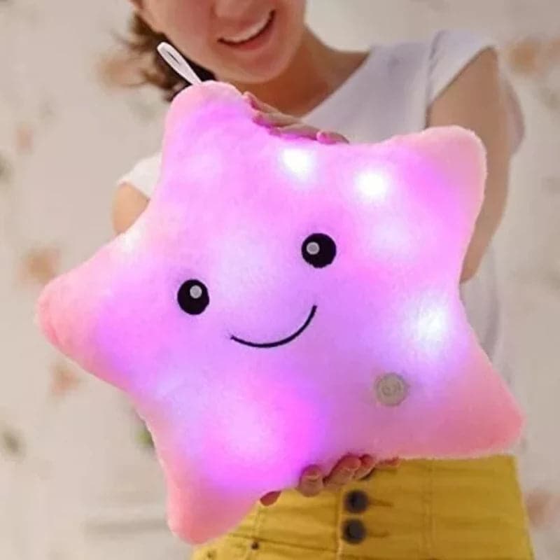 Cojin de peluche diseño de estrella con luces led multicolor