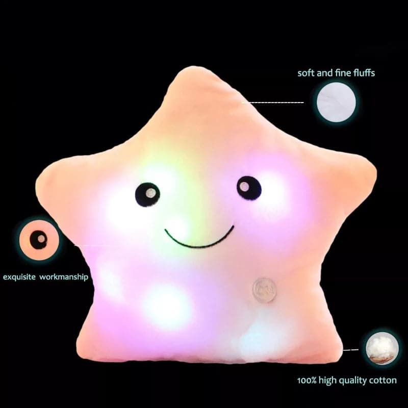 Cojin de peluche diseño de estrella con luces led multicolor