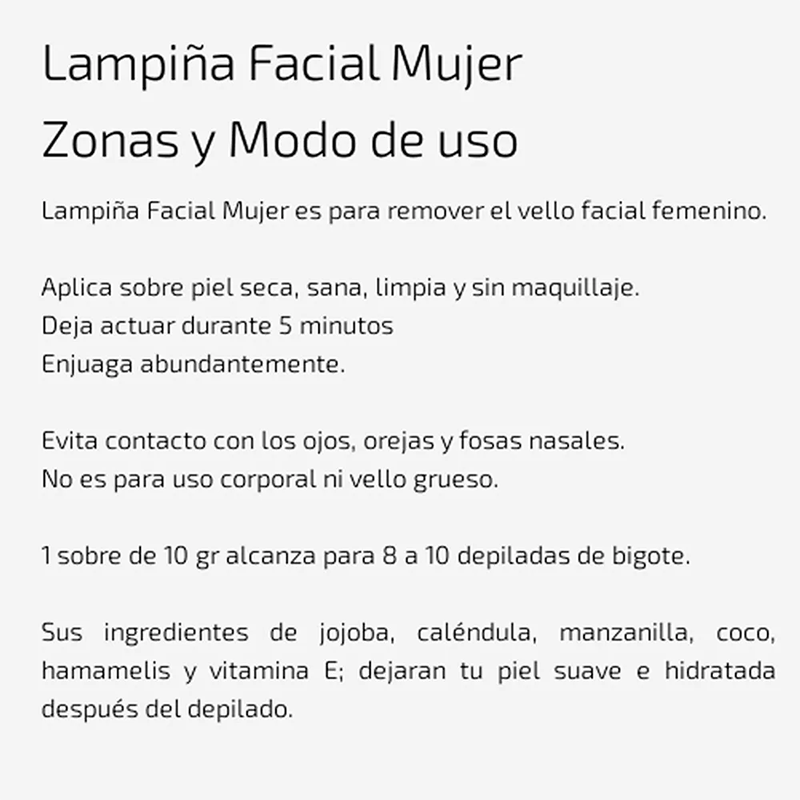 Crema Depilatoria Facial Lampiña