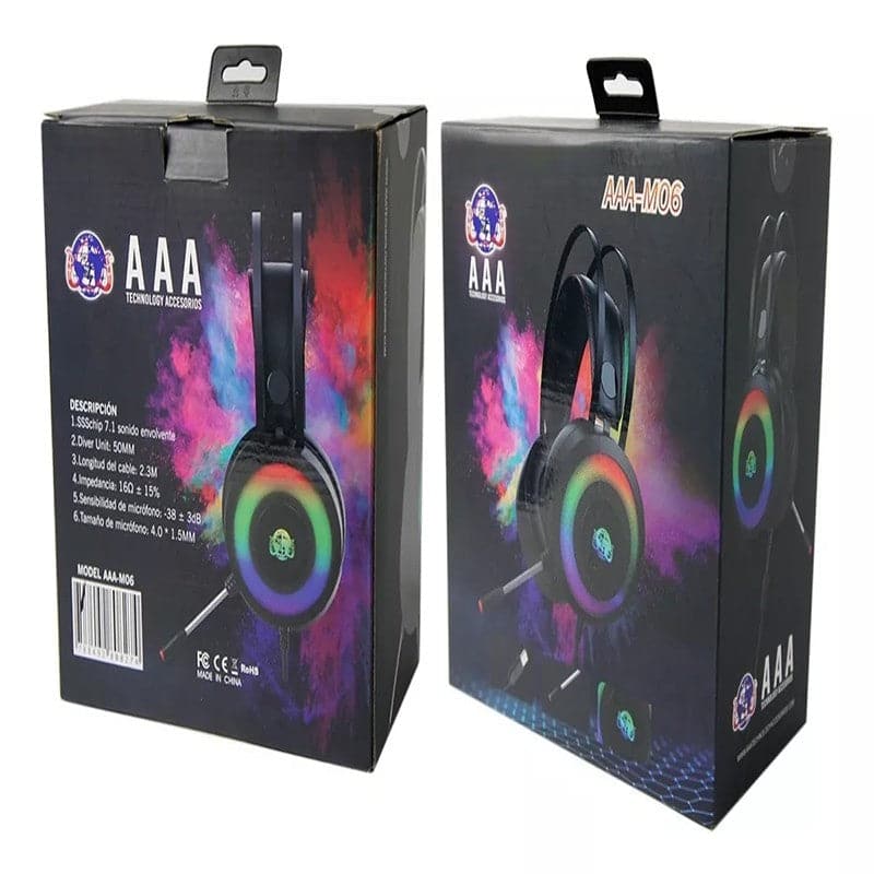 Auriculares Gamer USB con Iluminacion RGB AAA-M06