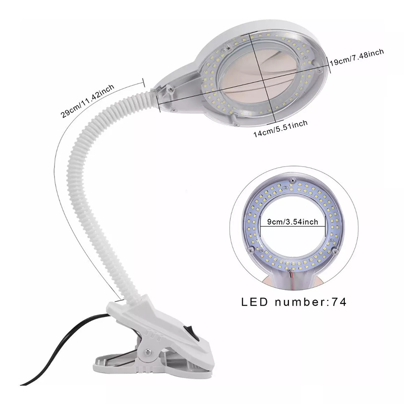 Lampara LED con Lupa y Gancho Flexible