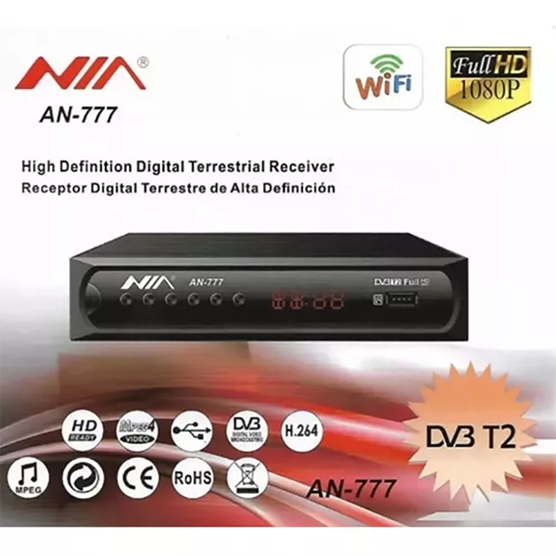 Decodificador NIA AN-777 HD DV3 T2 Sintonizador de Televisión Digital