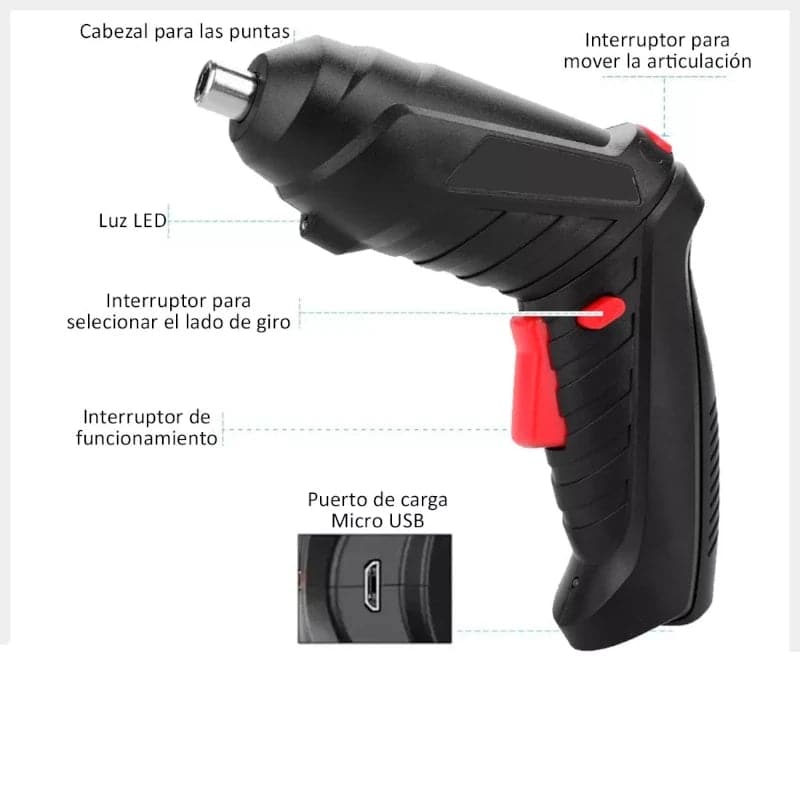 Destornillador atornillador eléctrico inalámbrico recargable