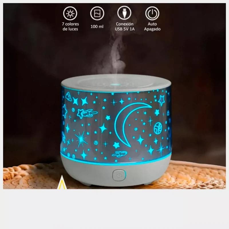 Difusor de aromas humidificador con diseños de estrellas