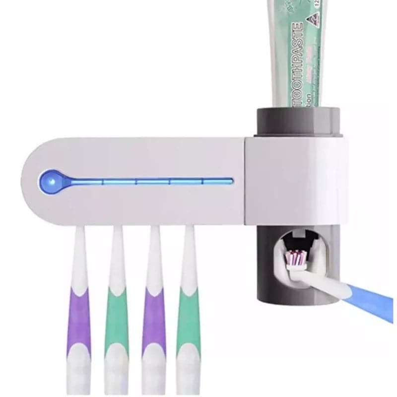 Dispensador de crema dental con soporte para cepillos y esterilizador Uv