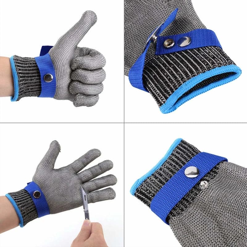 Guantes industriales con malla metálica de alambre de acero inoxidable