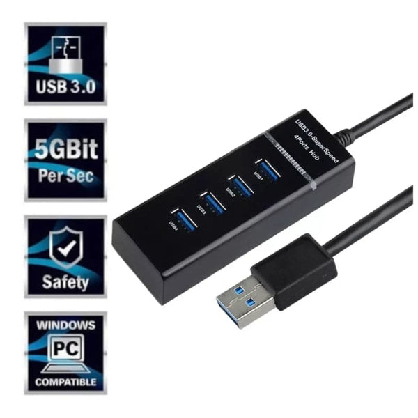 Hub USB 3.0 con 4 puertos de alta velocidad 5 gbps compacto