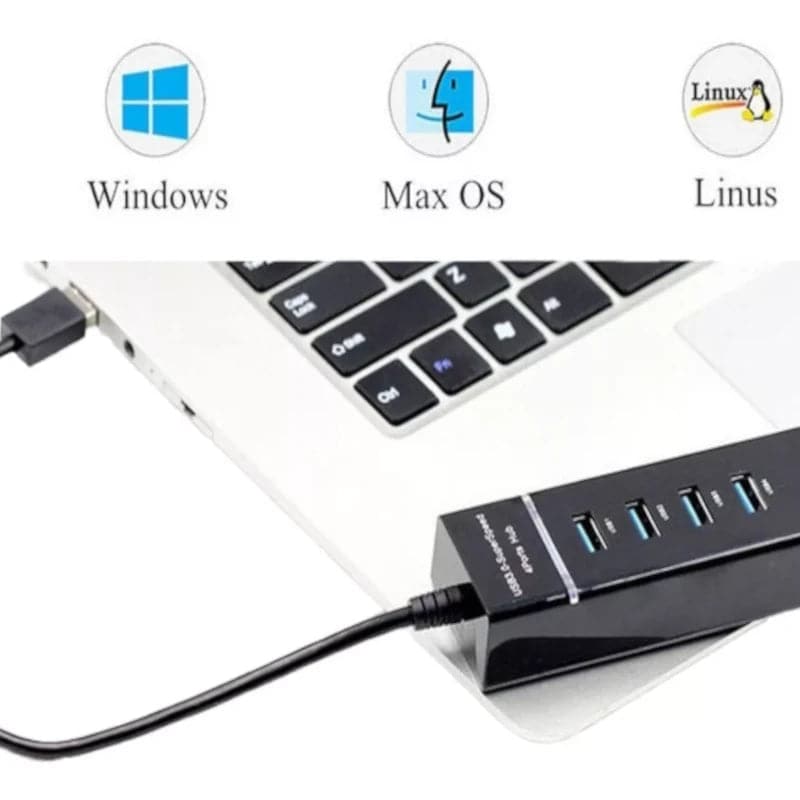 Hub USB 3.0 con 4 puertos de alta velocidad 5 gbps compacto