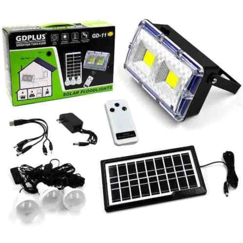 Kit de panel solar recargable + 3 bombillos parlante con bluetooth