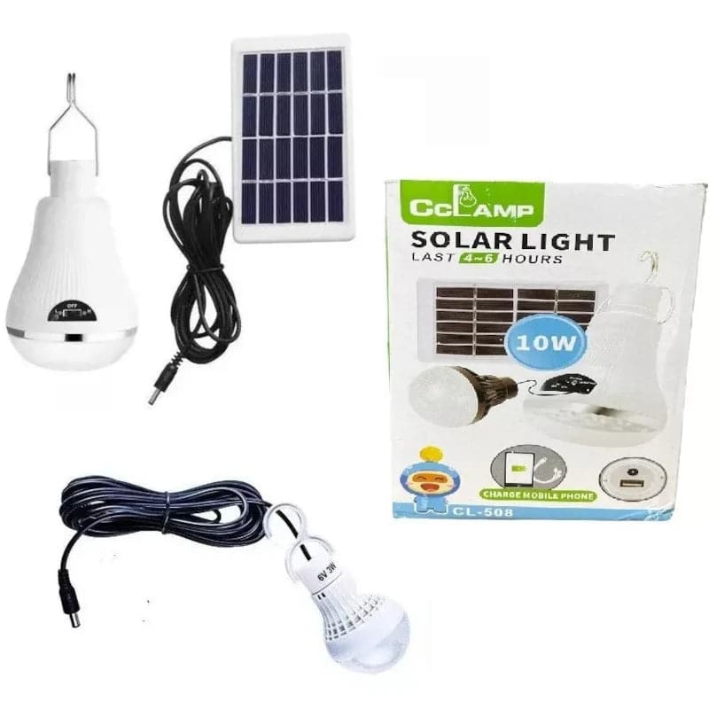 Kit panel solar + 2 bombillos portátil recargable liviana