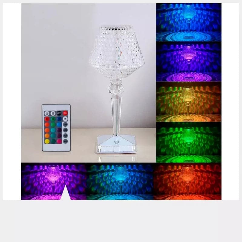 Lampara de mesa recargable con diseño de copa led Rgb y control remoto