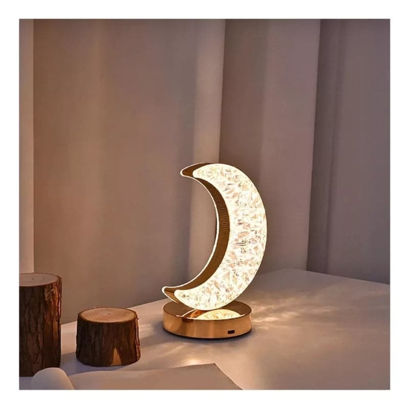 Lampara de mesa recargable con diseño de luna led táctil