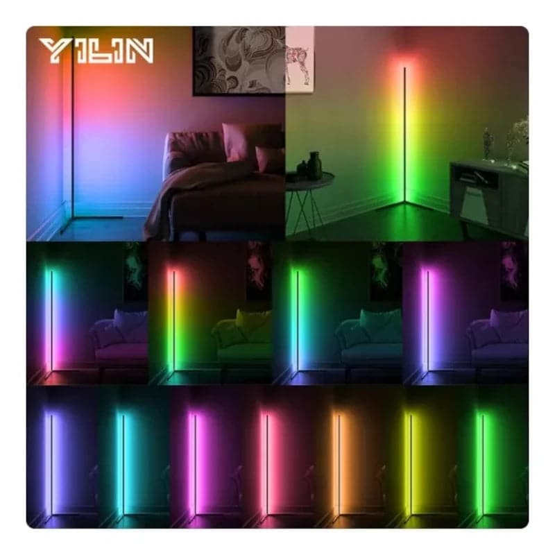 Lampara de pie esquinera multicolor Rgb de 140 Cm con app Bluetooth