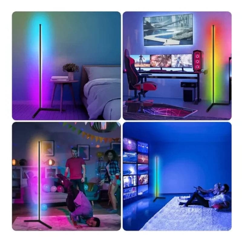 Lampara de pie esquinera multicolor Rgb de 140 Cm con app Bluetooth