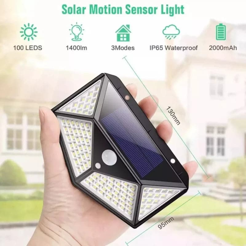 Lámpara para exterior con panel solar, luz led y sensor de movimiento