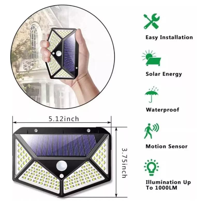 Lámpara para exterior con panel solar, luz led y sensor de movimiento