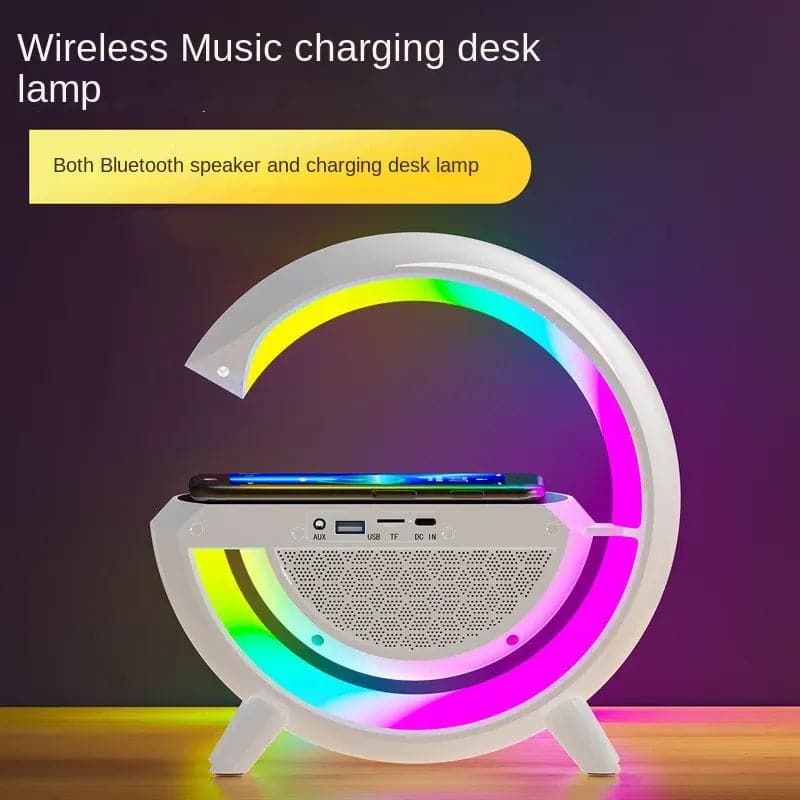 Lampara RGB con parlante bluetooth y carga inalámbrica USB MicroSD