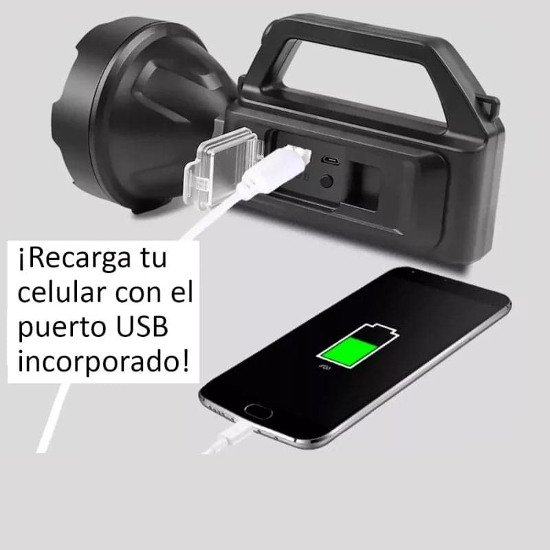 Linterna portátil y potente luz led de largo alcance recargable con USB