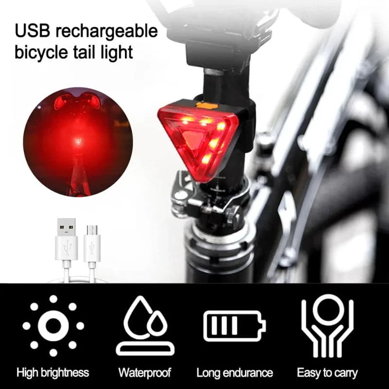 Luz led roja trasera para bicicleta recargable USB con 5 Modos de luz