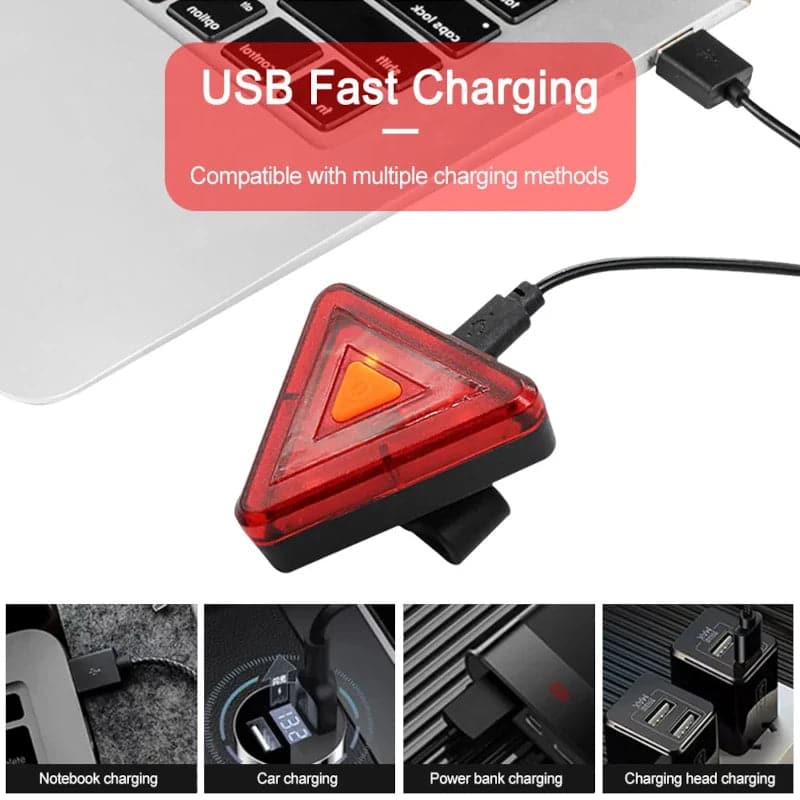 Luz led roja trasera para bicicleta recargable USB con 5 Modos de luz