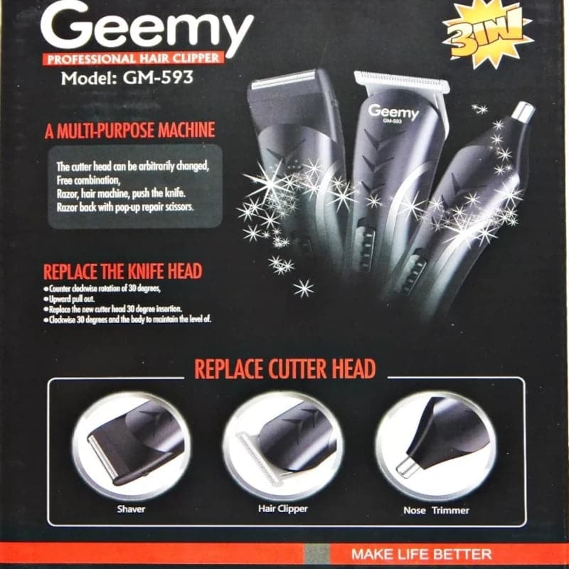 Maquina de afeitar recargable Gemey 3 en 1 Gm-593