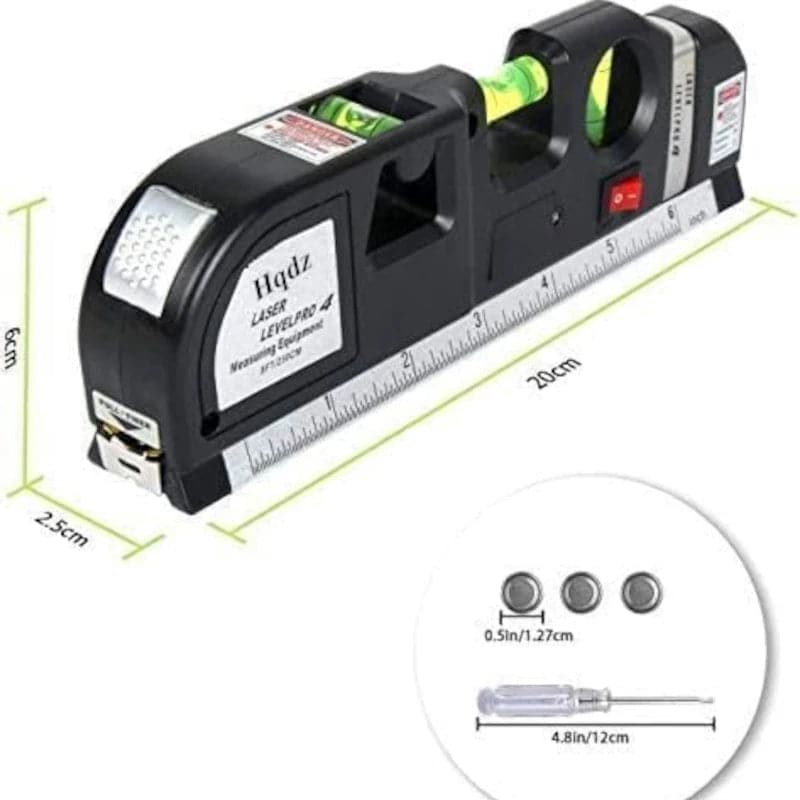 Nivelador de línea láser con reglas métricas de 8 pies