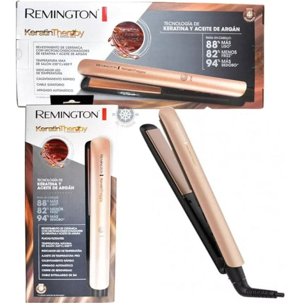 Plancha de cabello Remington keratina therapy y argan