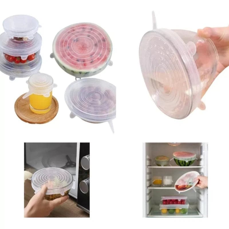 Set de 6  tapas de silicones elástica para tasa de verduras