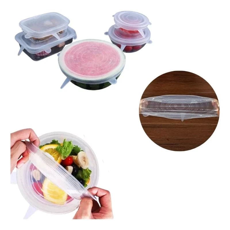 Set de 6  tapas de silicones elástica para tasa de verduras